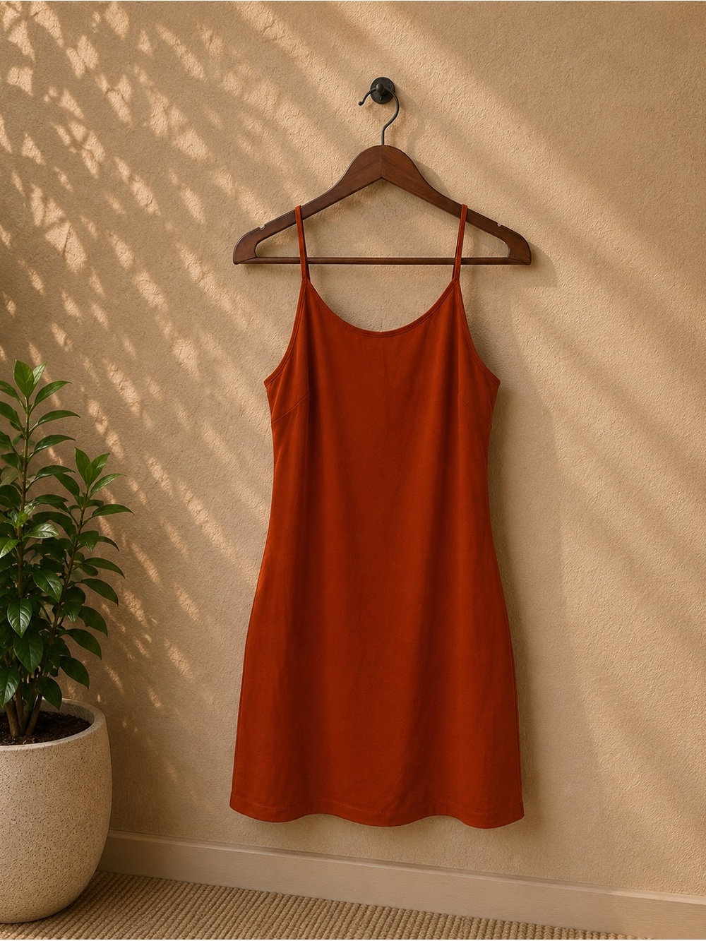 Taylor & Sage Wine Satin Slip Dress S Strappy Minimal Romantic Date Night